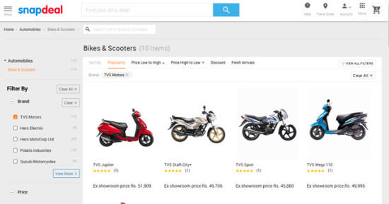 TVS Motors ties up with Snapdeal