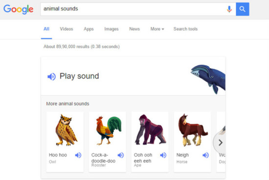 Google search can now teach you animal sounds