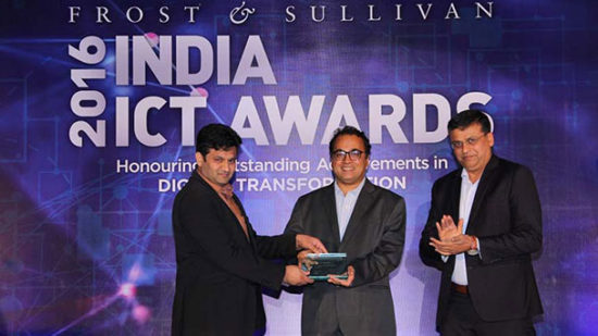 (L to R) Mr. Siddhartha Gandhi, Country Sales Manager, Verint Systems India, Mr. Avinash Velhal, Jury Member & Mr. Y.S. Shashidhar,Managing Director & Partner ,Frost & Sullivan