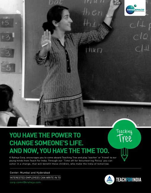 K-Raheja-Corp-offers-time-off-to-volunteer-2 K. Raheja Corp's Teaching Tree initiative. K Raheja Corp is a success story spanning six decades and today stands as a leading real estate player in India. Premeditating the changes in the industry they are continually crafting state-of-the-art spaces to meet the ever-changing demands and requirements of the market.