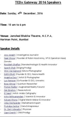 TEDx Gateway 2016 Speakers