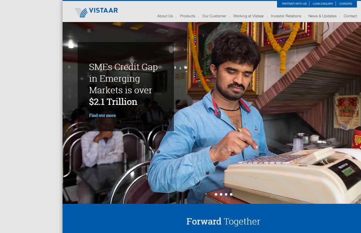 Started in 2010, Vistaar Financial Services is a Bangalore-based company. In a short span of time, the company has established itself as a leading player in India's MSME finance space. The company, with over 2000 employees, believes in creating and nurturing economic opportunities for small businesses across the country. www.vistaarfinance.com