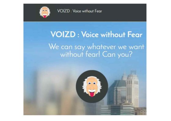 VOIZD is an audio based anonymous social networking App. www.voizd.com