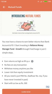 Now Purchase Mutual Funds through FreeCharge
