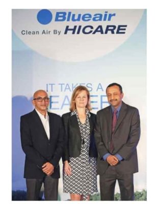 (From left to right) Girish Bapat- Director West and South Asia Region Blueair, Annika Waller- Global Chief Marketing Officer – Blueair, Himanshu Chakrawarti, CEO HICARE
