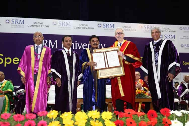 SRM University has conferred the Doctorate of Science (Honoris Causa) on Dr. Andersson and Dr. Nicholas Dirks, Chancellor of the University of California at Berkeley, USA, who was also conferred with Doctorate of Literature (Honoris Causa) at a Special Convocation at the Kattankulathur Campus Chennai.