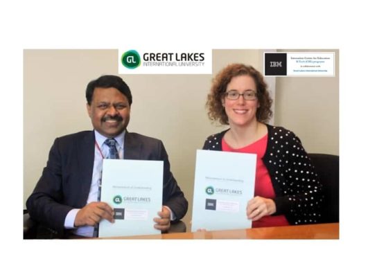 L to R - Dr. Parag Diwan, Founder and Vice Chancellor, Great Lakes International University with Amy Purdy Hirst, Director, IBM Technical Training, IBM USA
