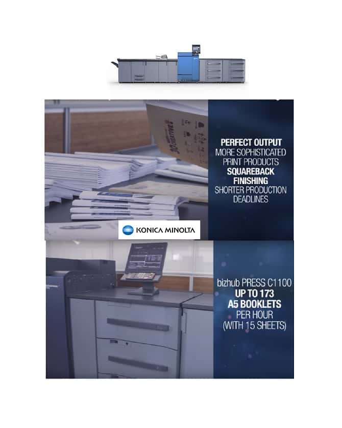 konica minlota-min Konica Minlota's bizhub PRESS C1100 & C1085 offers stable high image quality as required by professional users for high volume printing. With the presence of cutting edge Simitri HDE toner and S.E.A.D. IV image processing technologies the machines, are perfectly aligned to customer’s demands for high quality print outputs.