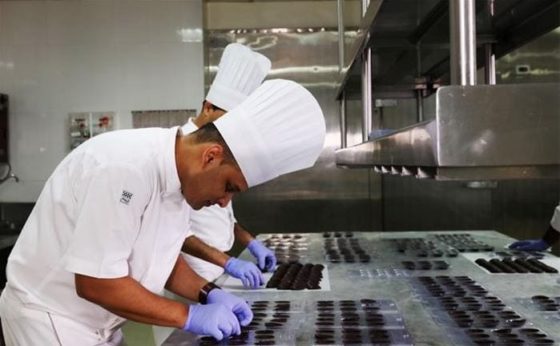 Chef Santosh Rawat attempts to set the record for the 'longest line of chocolate eggs'